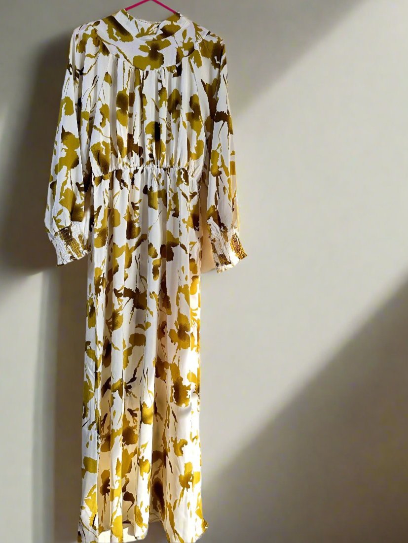 Foral long dress with belt