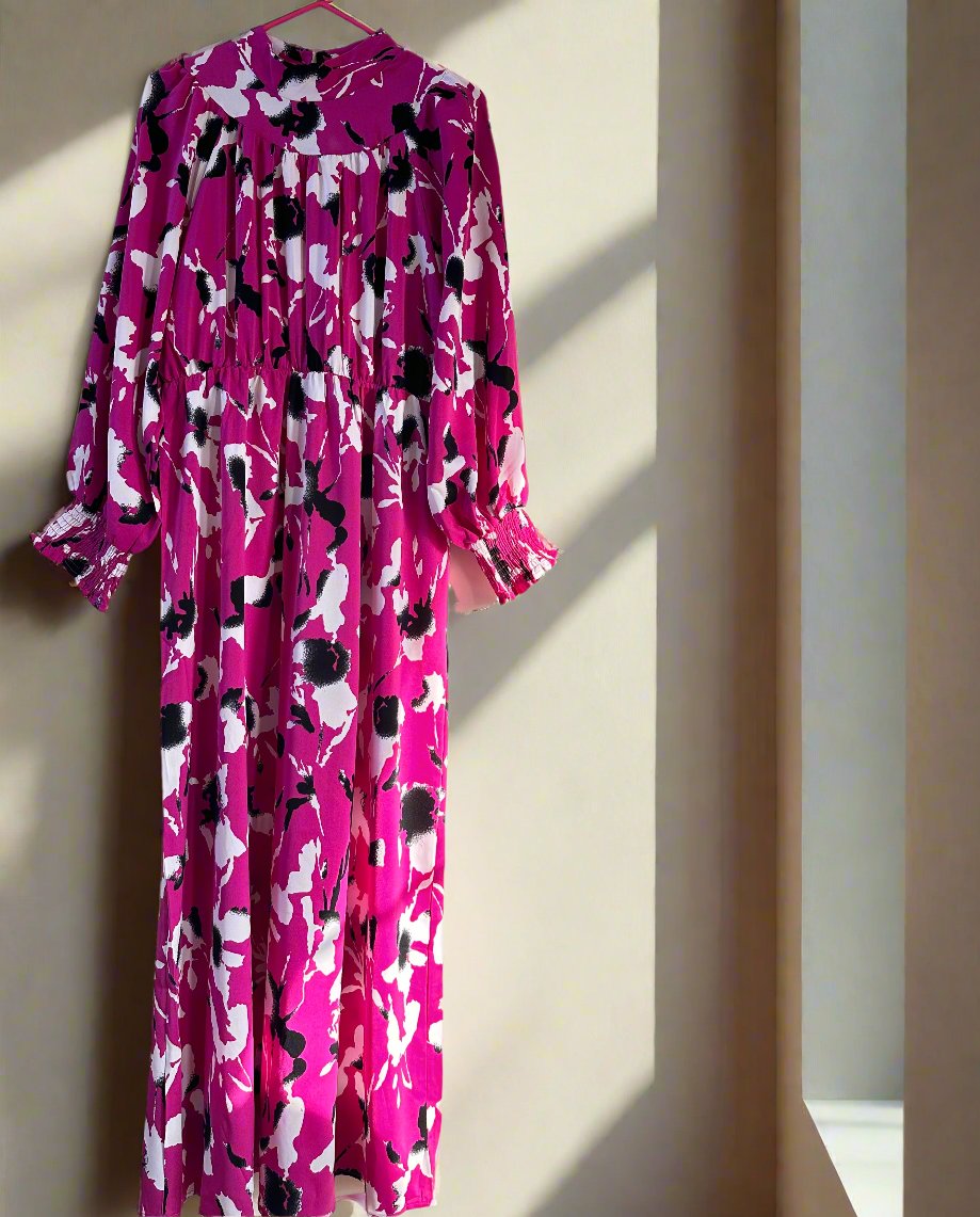 Foral long dress with belt